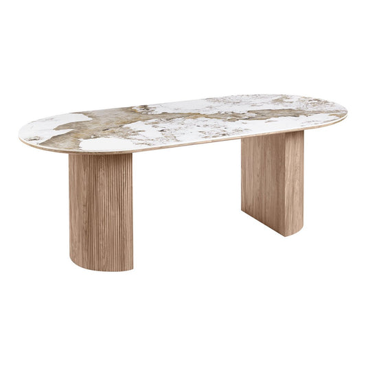 Athens Eettafel, keramisch tafelblad, wit/bruin, 100x210x76 cm