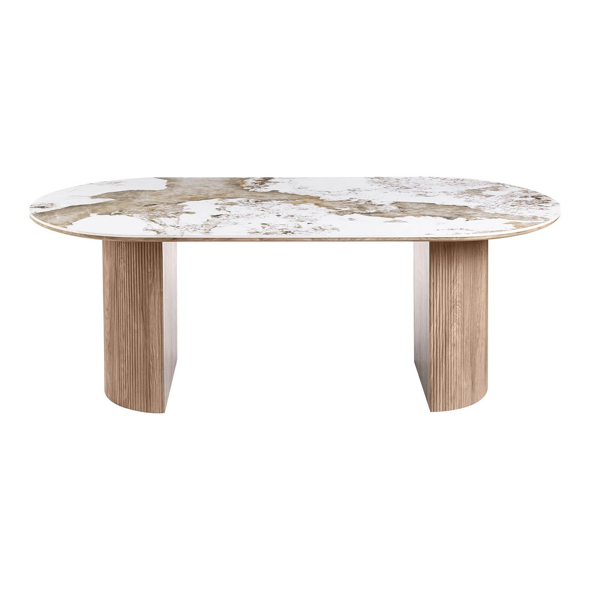 Athens Eettafel, keramisch tafelblad, wit/bruin, 100x210x76 cm