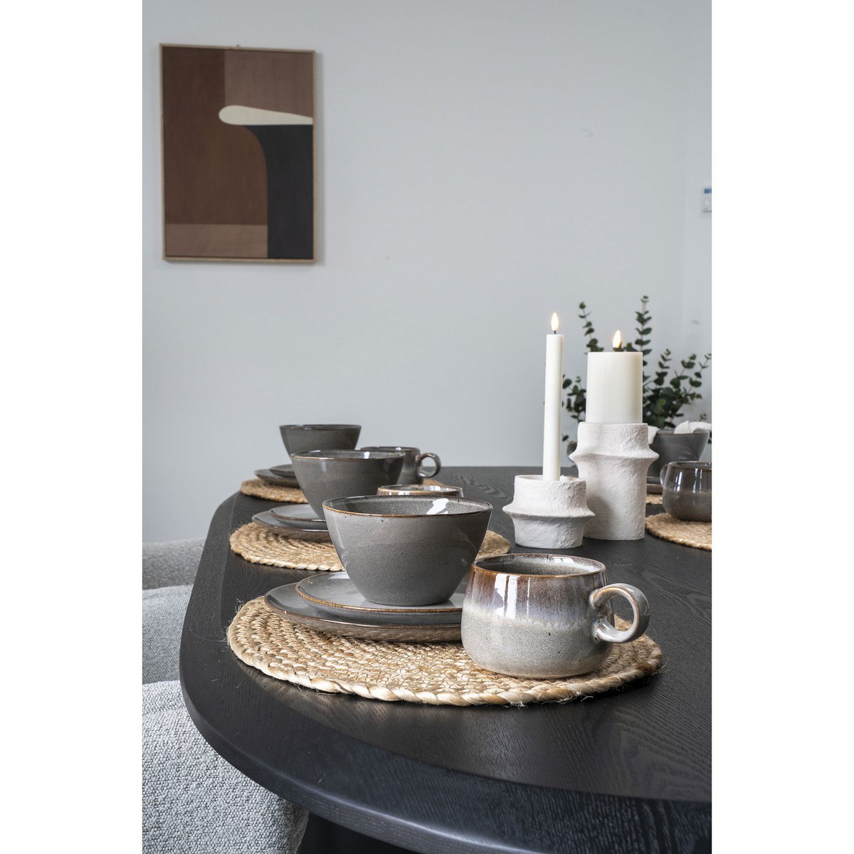 Kaarshouder, cement, wit, set van 2