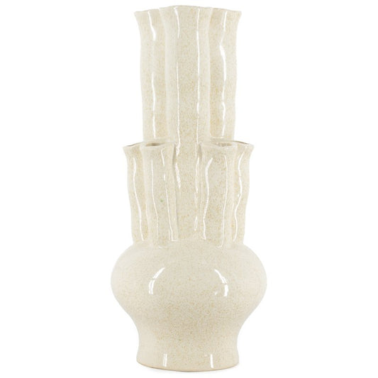 Aardewerk tulpenvaas beige