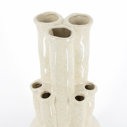 Aardewerk tulpenvaas beige